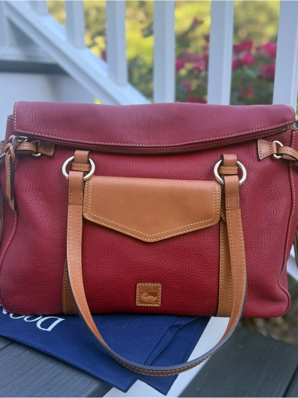 NWT Dooney & Bourke Pebble Grain Smith Bag in the color cranberry